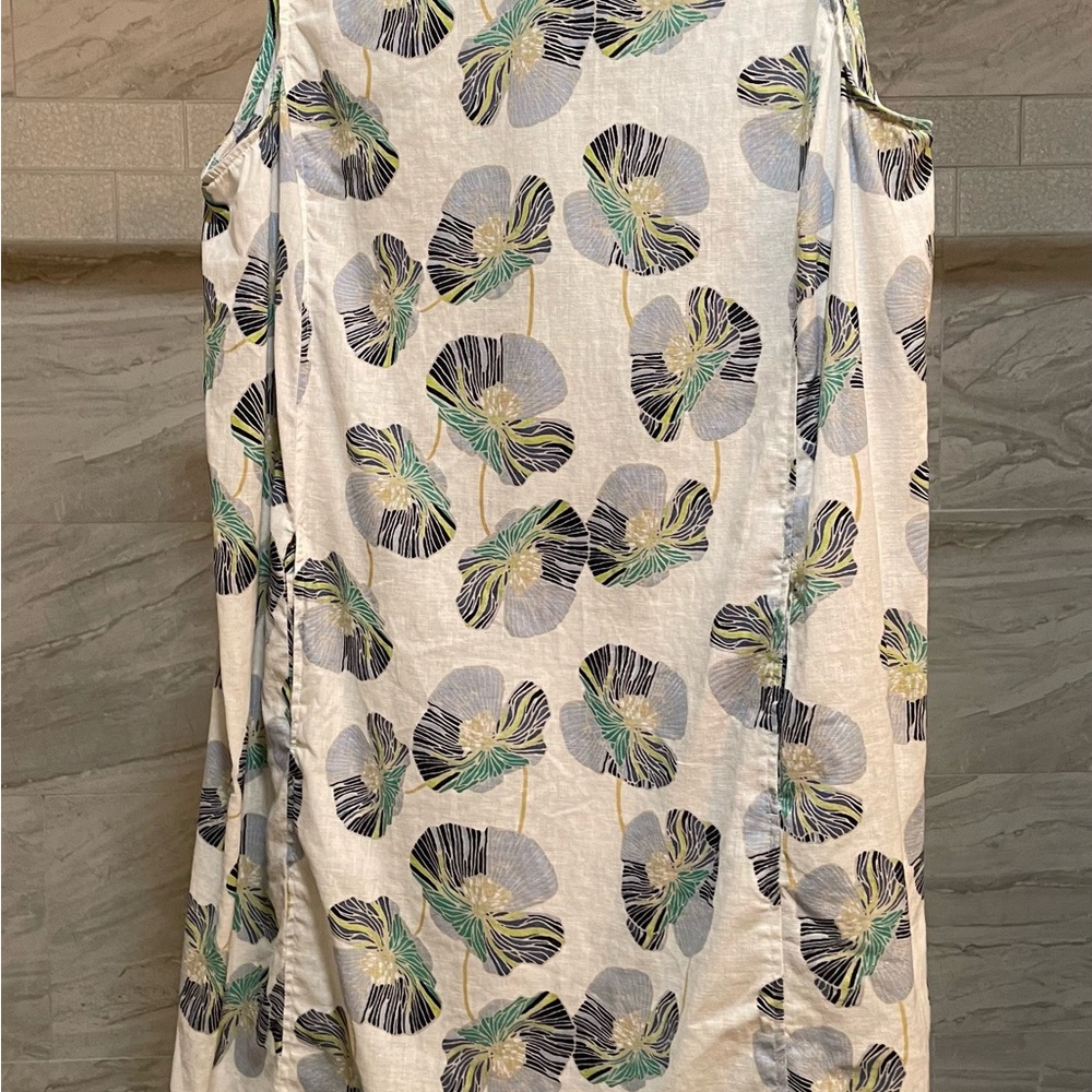 Habitat White Dress with Navy and Lime Floral Accents